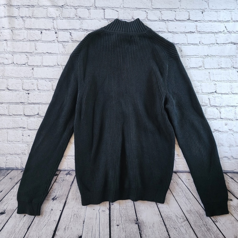 Express Mens XL Dark Grey 100% Cotton Ribbed Full Zip Y2K Cardigan Sweater - Picture 4 of 7